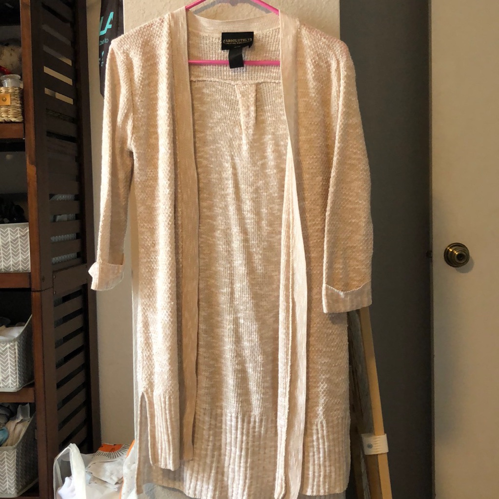 Absolutely Xs 3/4 Length Cream Cardigan